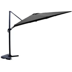 Palatino parasol gris déporté carré 3 x 3 m rotatif à 360