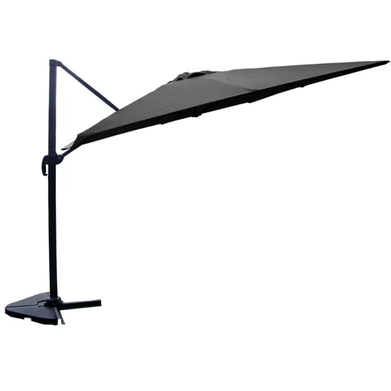 Palatino parasol gris déporté carré 3 x 3 m rotatif à 360