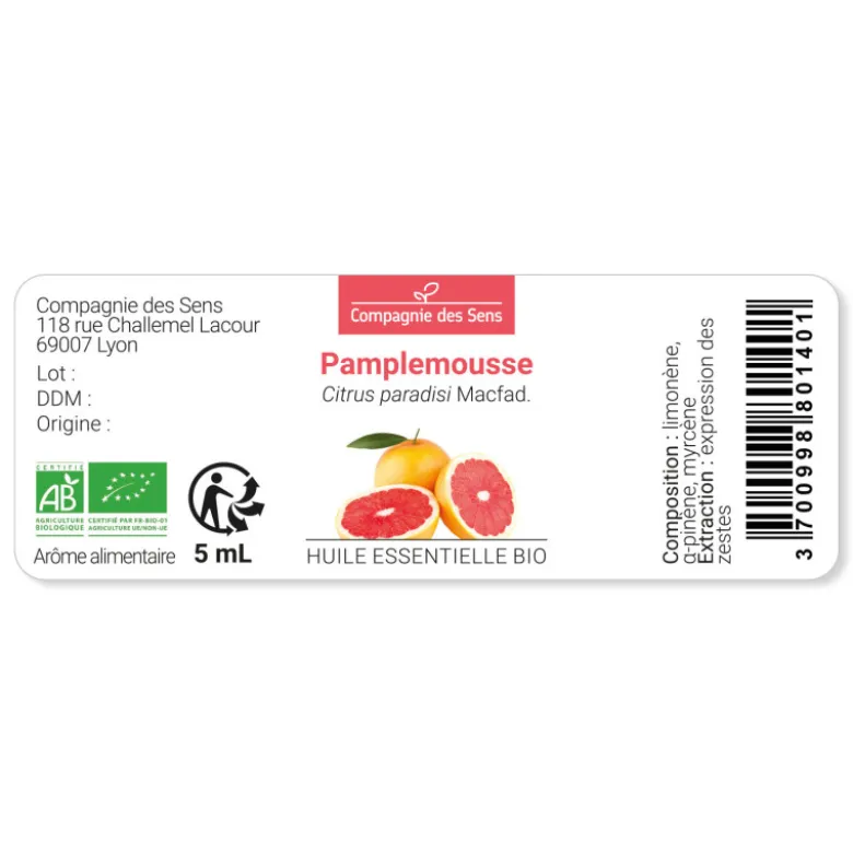 Pamplemousse (citrus paradisi) - huile essentielle bio - 10ml garantie chromacer