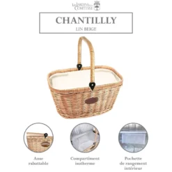 Panier glacière en osier chantilly lin