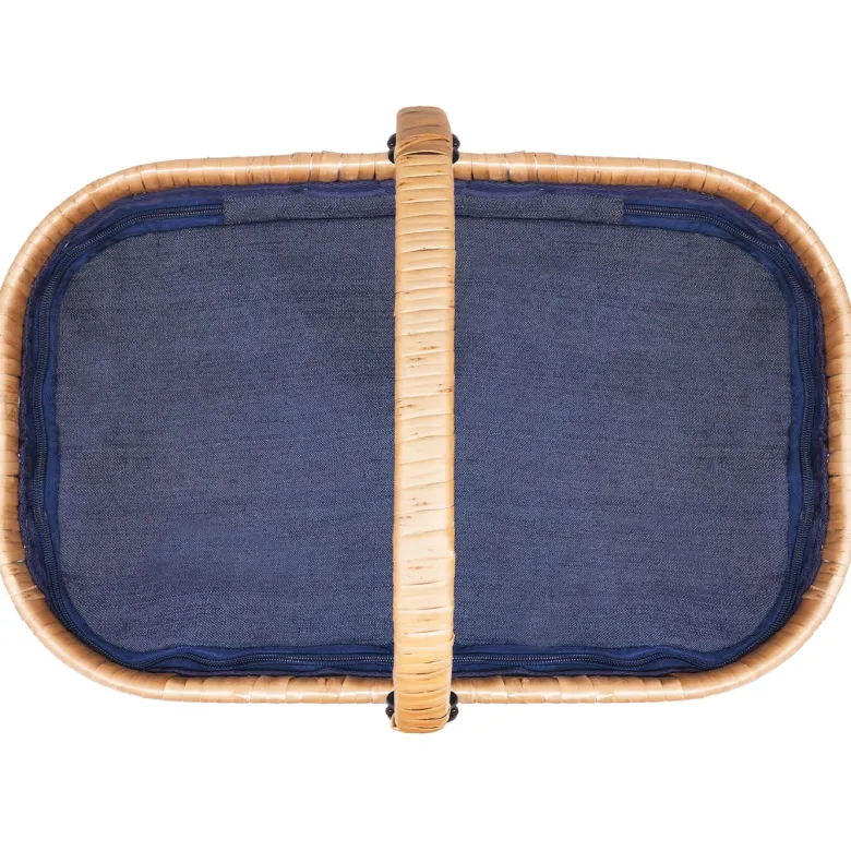 Panier glacière en osier chantilly bleu