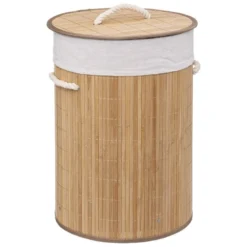 Panier à linge 48l rond bambou