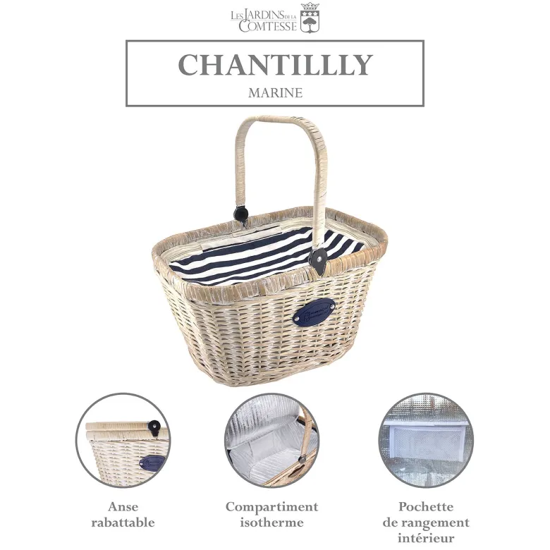 Panier osier glacière chantilly marine