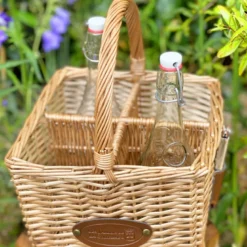 Panier porte-bouteille en osier 4 cases