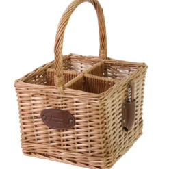 Panier porte-bouteille en osier 4 cases