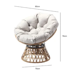 Papasan fauteuil effet rotin avec coussin