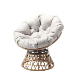 Papasan fauteuil effet rotin avec coussin