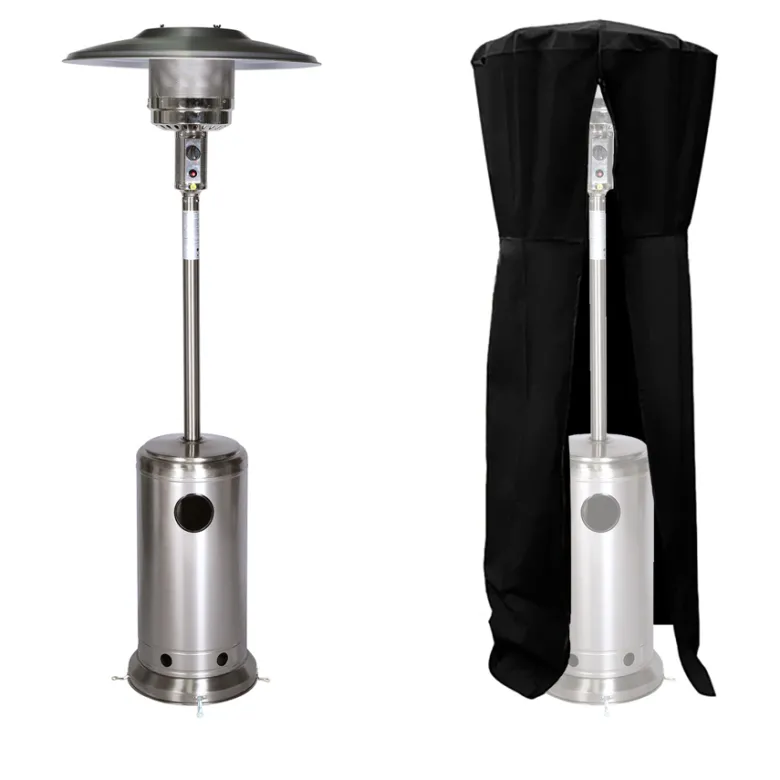 Parasol chauffant oslo chauffage d'extérieur gaz acier inox + housse