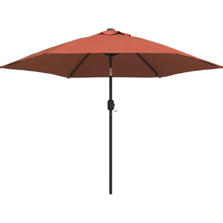 Parasol d'extérieur avec led et mât en 300 x 300 x 248 cm orange