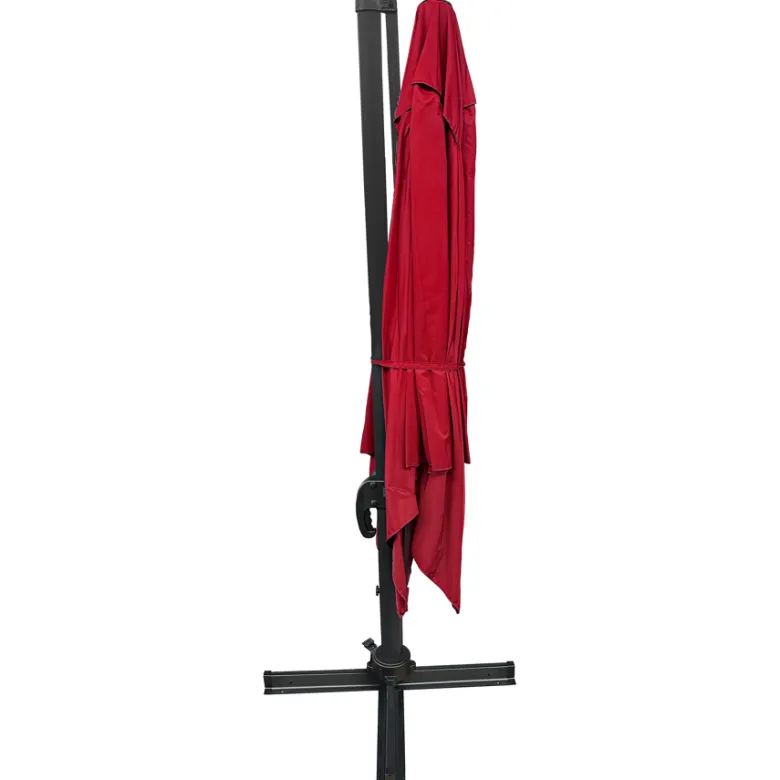 Parasol déporté molokai carré 3x3m rouge + housse