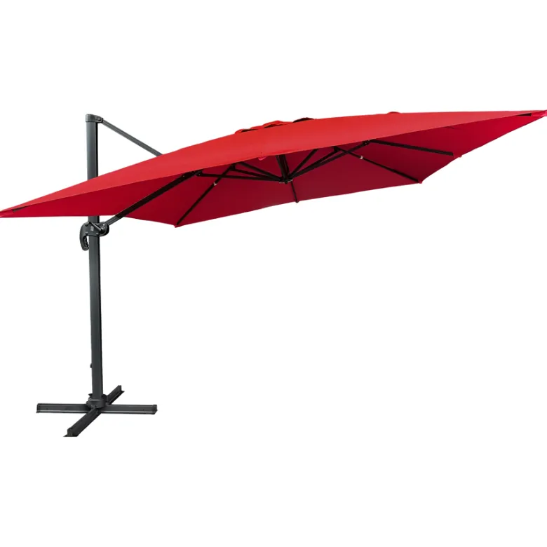 Parasol déporté molokai carré 3x3m rouge + housse