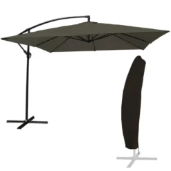 Parasol déporté molokai carré 2,7x2,7m gris + housse