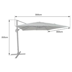 Parasol déporté molokai carré 3x3m beige + housse