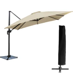 Parasol déporté molokai carré 3x3m beige + housse
