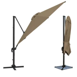 Parasol déporté molokai rectangulaire 3x4m taupe + housse