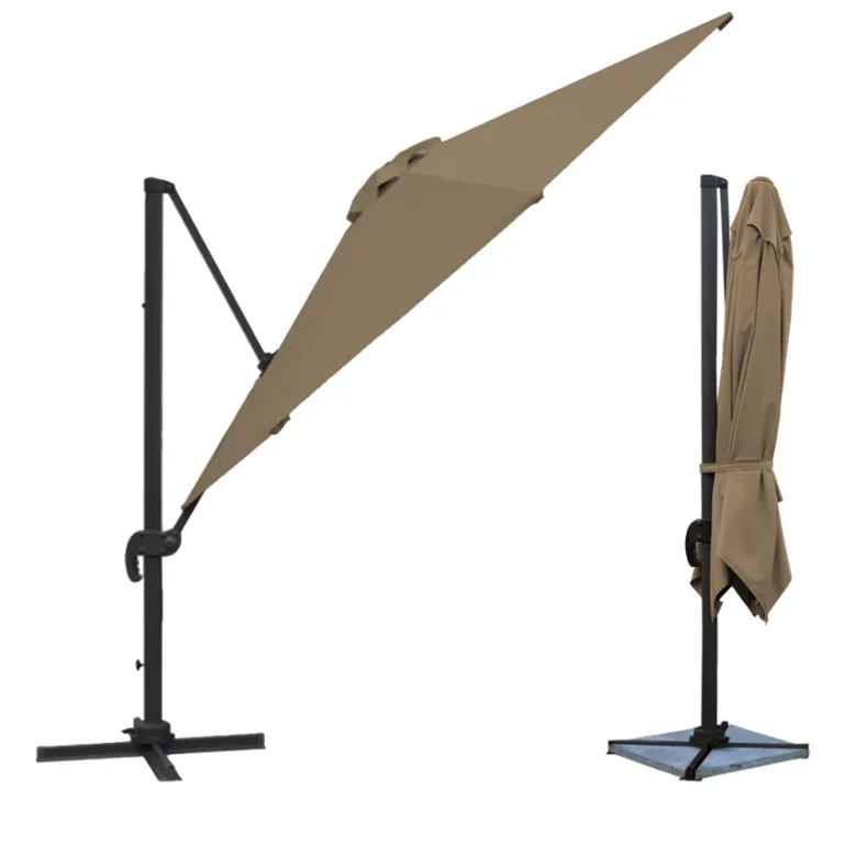 Parasol déporté molokai rectangulaire 3x4m taupe + housse