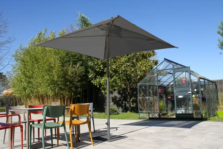 Parasol en aluminium laqué et toile olefin - gris anthracite