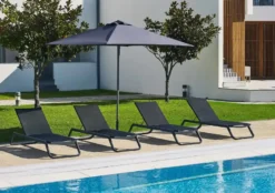 Parasol en aluminium laqué et toile olefin - gris anthracite
