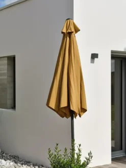 Parasol à manivelle en aluminium et toile - jaune moutarde