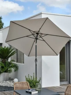 Parasol à manivelle en aluminium et toile - gris anthracite
