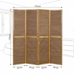 Paravent bois 4 pans bambou marron