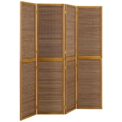 Paravent bois 4 pans bambou marron