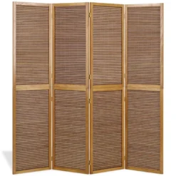 Paravent bois 4 pans bambou marron