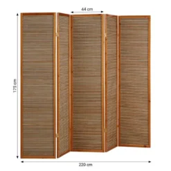Paravent bois 5 pans bambou marron