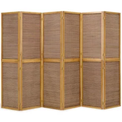Paravent bois 6 pans bambou marron