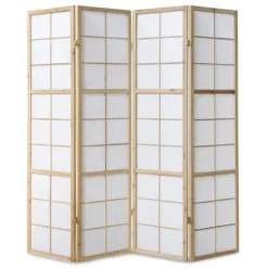 Paravent bois 4 pans clair