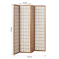 Paravent bois pans shoji marron pliable