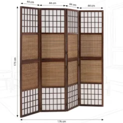 Paravent marron bambou shoji