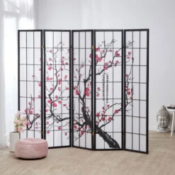 Paravent 5 pans shoji cerisier