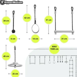 Parcours obstacles ninja hypermotion - slackline 15m & 10 agrès - jardin sportif