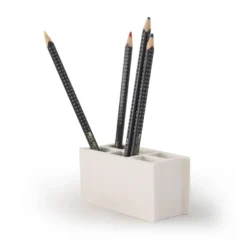 Parpaing- pot à crayons béton blanc