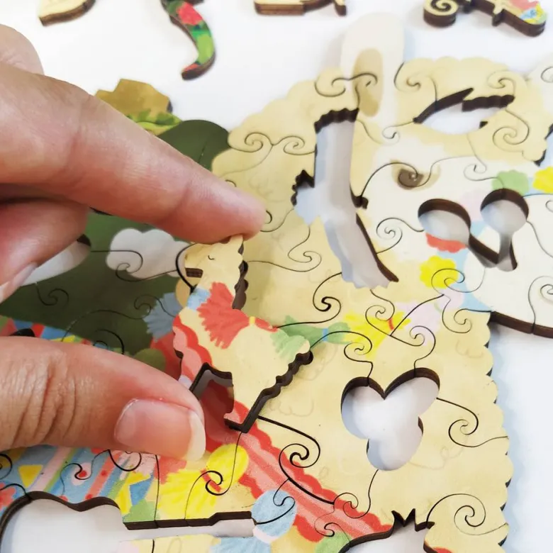 Paulette et sacha puzzle bois lama ani