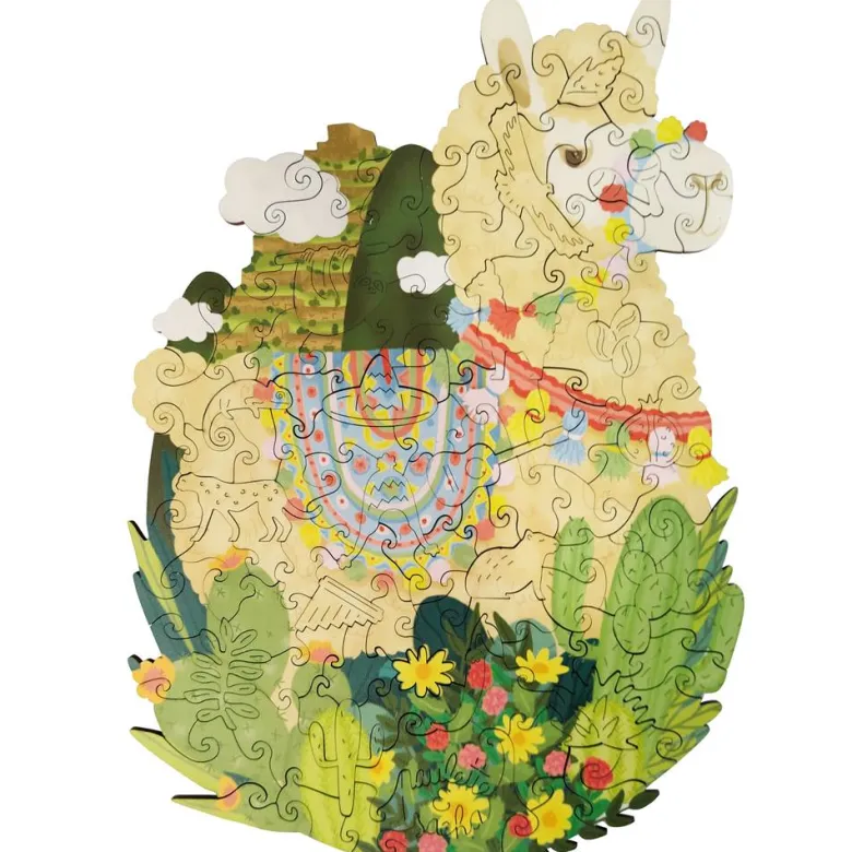 Paulette et sacha puzzle bois lama ani