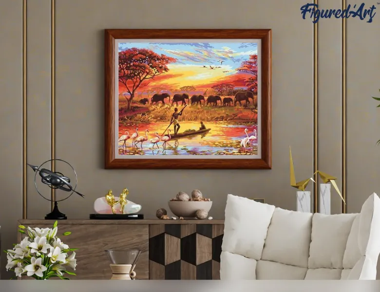 Peinture par numéro coucher de soleil .