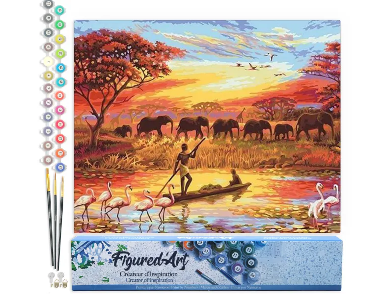 Peinture par numéro coucher de soleil .