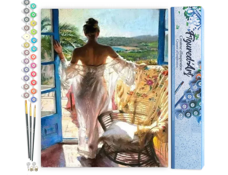 Peinture par numéro femme à sa fenêtre