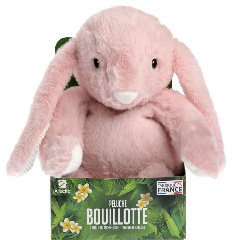 Peluche bouillotte lapin rose