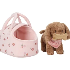 Peluche chien avec sac de transport jackie
