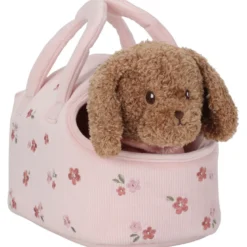 Peluche chien avec sac de transport jackie