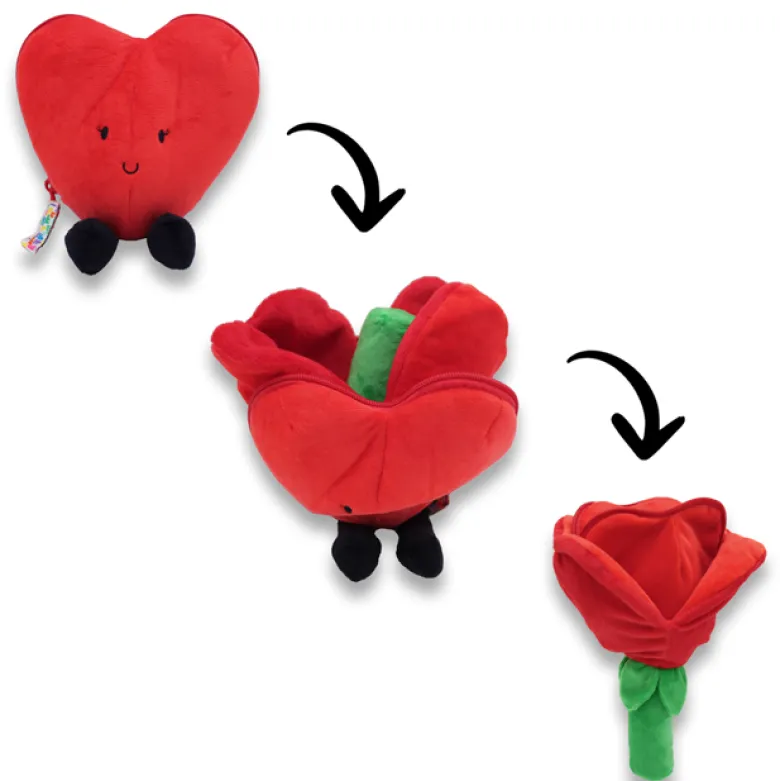 Peluche flipetz 2 en 1 cœur et fleur Flipetz Rouge