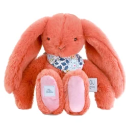 Peluche lapin fleurette terracotta 25 cm