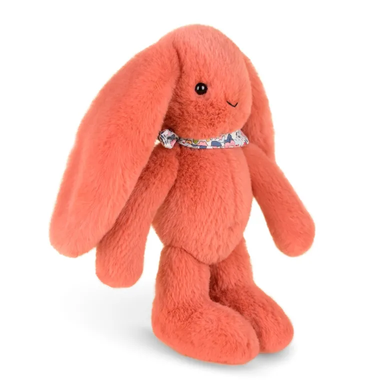 Peluche lapin fleurette terracotta 25 cm
