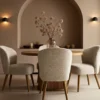 Perla - lot de 2 chaises de repas en tissu beige au design incurvé