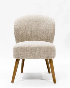 Perla - lot de 2 chaises de repas en tissu beige au design incurvé