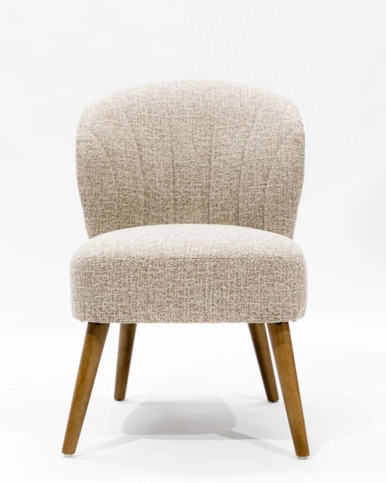 Perla - lot de 2 chaises de repas en tissu beige au design incurvé