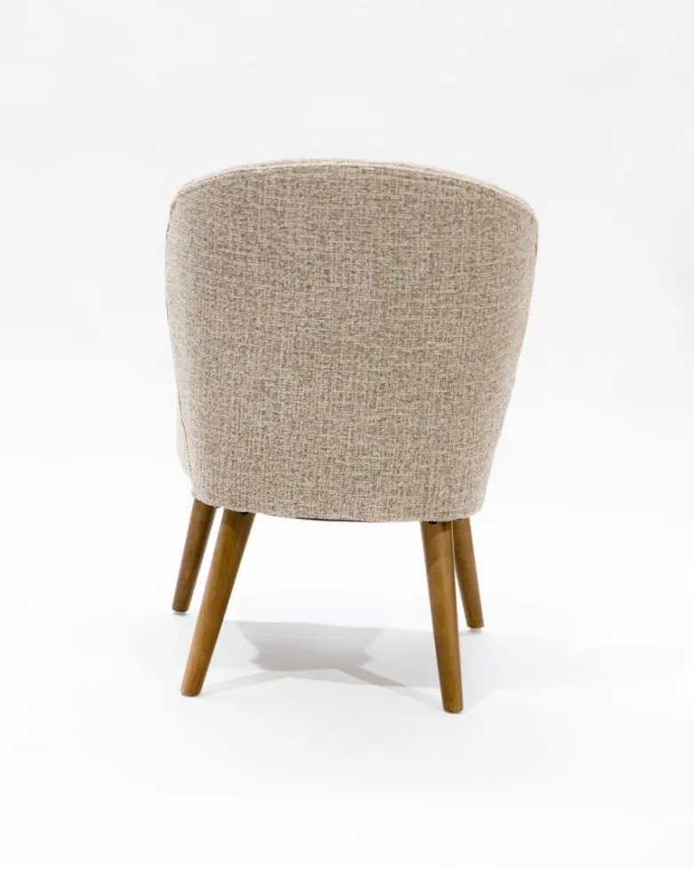 Perla - lot de 2 chaises de repas en tissu beige au design incurvé